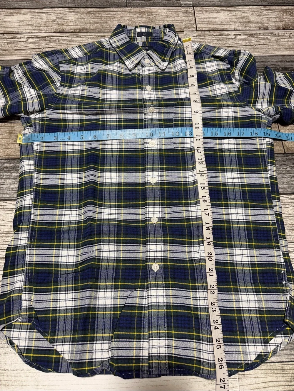 J.Crew Oxford Slim Fit Plaid Button Up Shirt Men’s S Blue Green